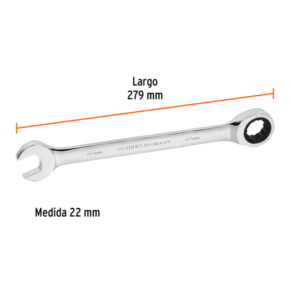 LL-1222MX Llave mixta con ratchet, milimétrica 22mm, TruperExpert