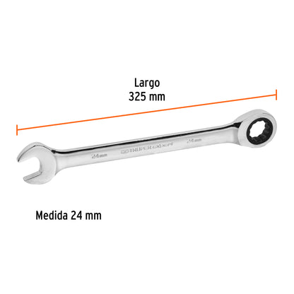LL-1224MX Llave mixta con ratchet, milimétrica 24mm, TruperExpert