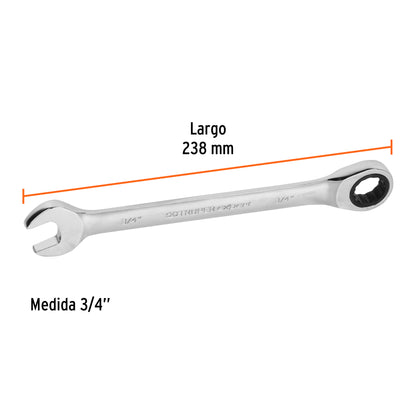 LL-2024X Llave mixta con ratchet, 3/4" x 238 mm, Truper Expert