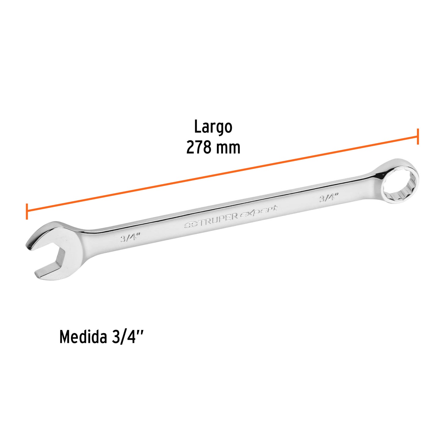 LL-2024 Llave mixta extralarga, pulgadas 3/4"x279mm, Truper Expert