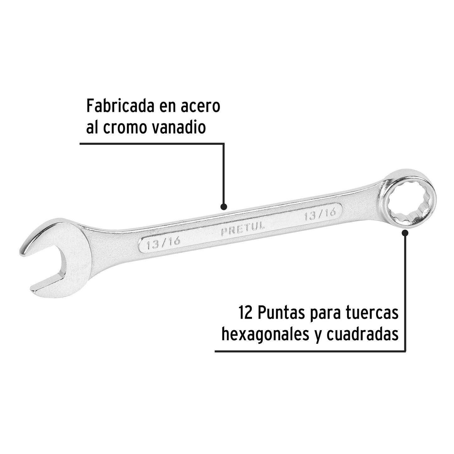 LL-1226P Llave mixta 13/16' x 260 mm, Pretul