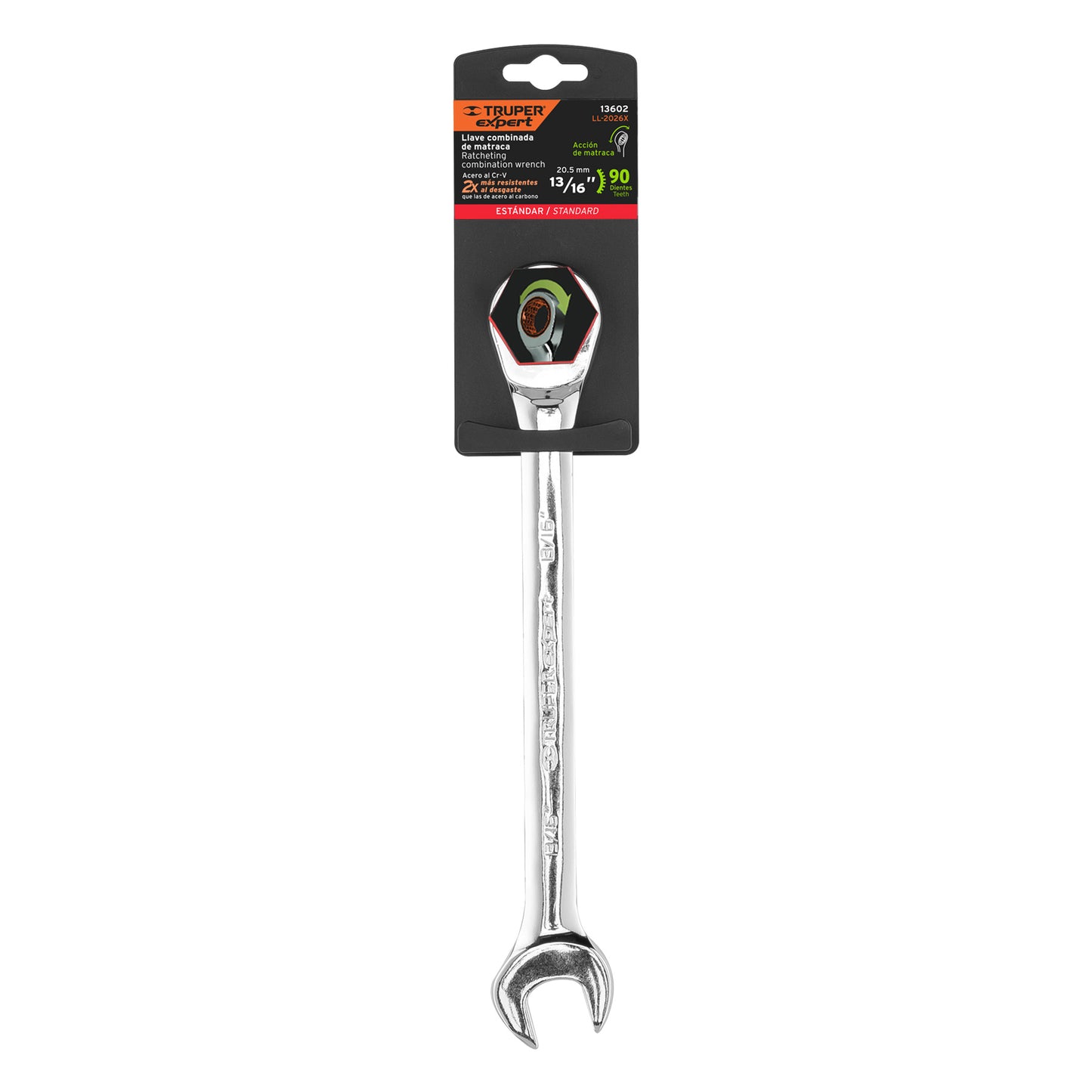 LL-1226X Llave mixta con ratchet, 13/16', Truper Expert