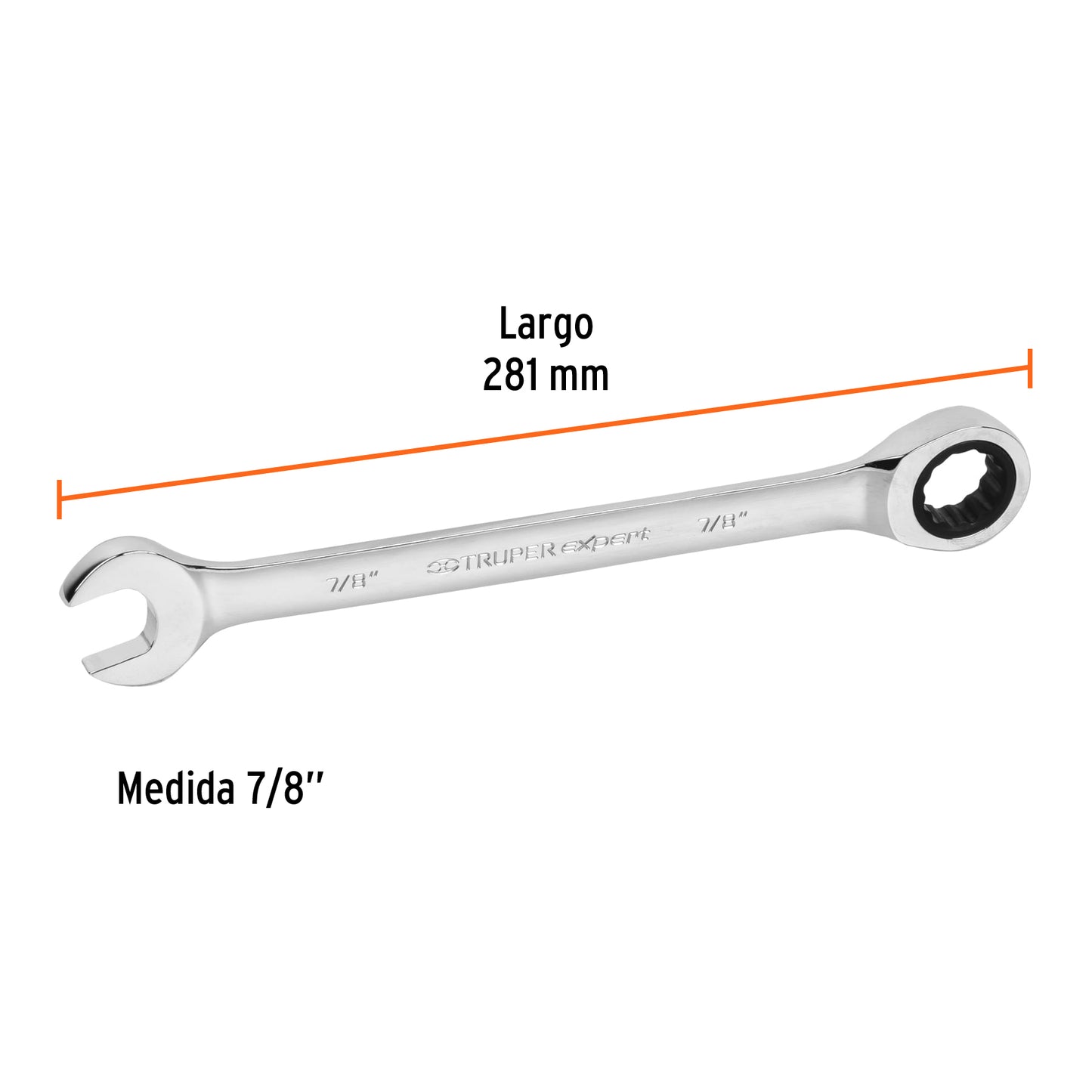 LL-1228X Llave mixta con ratchet, 7/8', Truper Expert