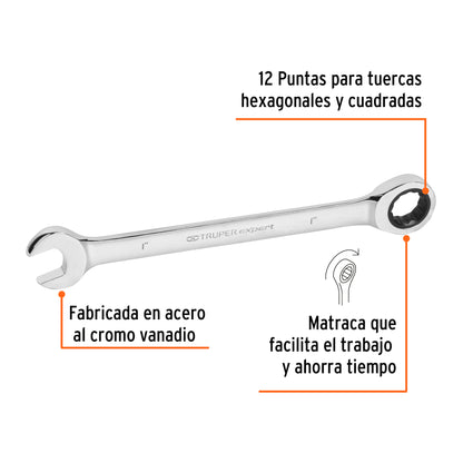 LL-1232X Llave mixta con ratchet, 1', Truper Expert