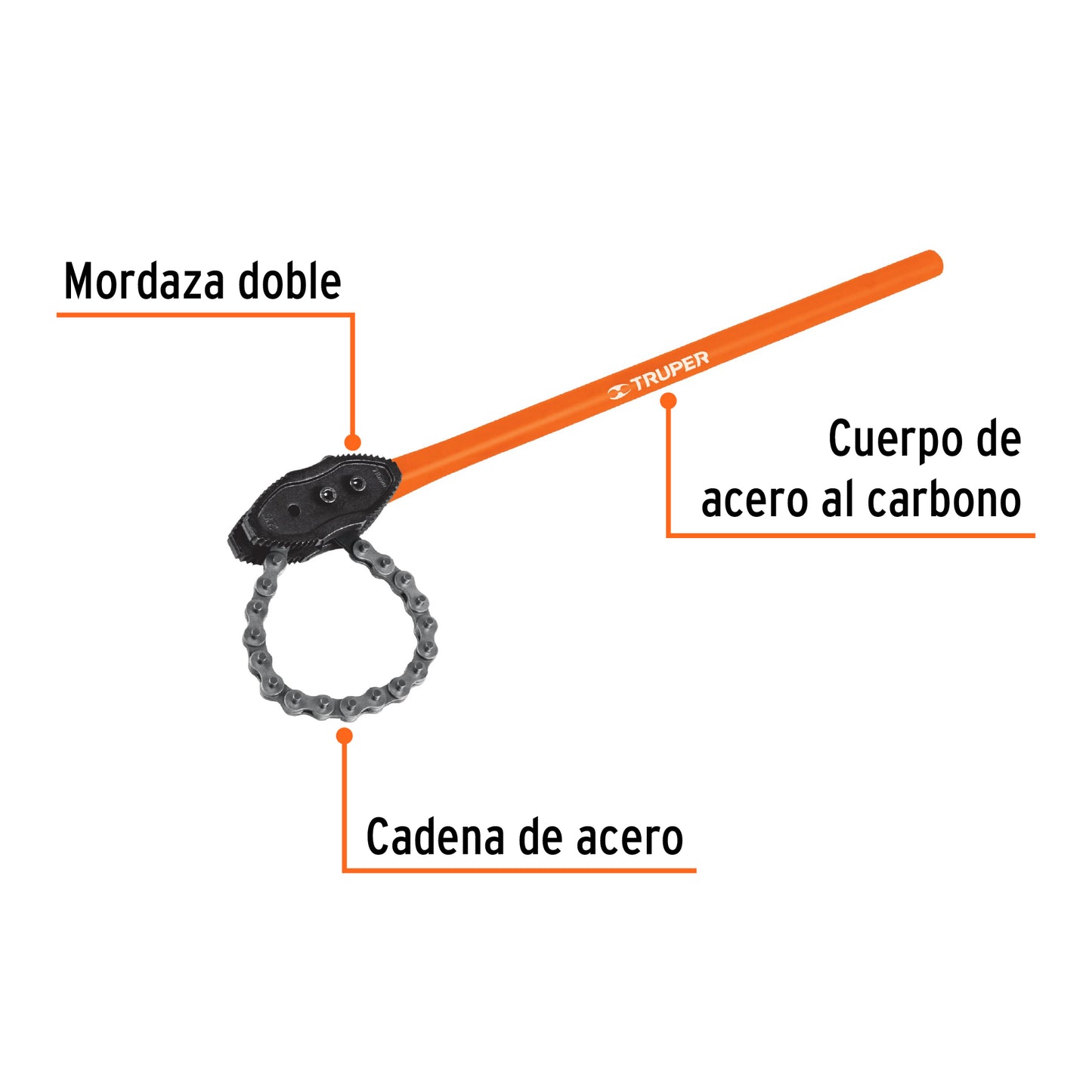 LLC-802 Llave de cadena tipo caimán 710 mm, uso pesado
