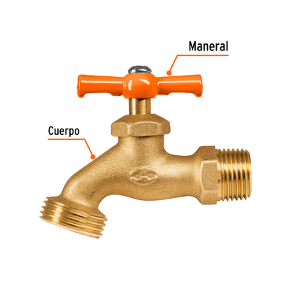 LLJ-140T Llave de nariz para jardín, 1/2', a granel, Truper