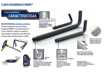 IW10612 Llave hexagonal en L larga 12 mm Irwin