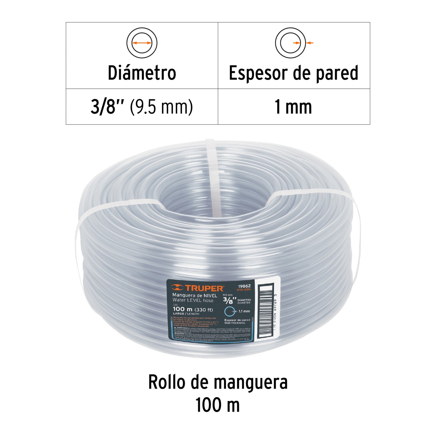 MAN-3/8N Manguera de nivel, 3/8"