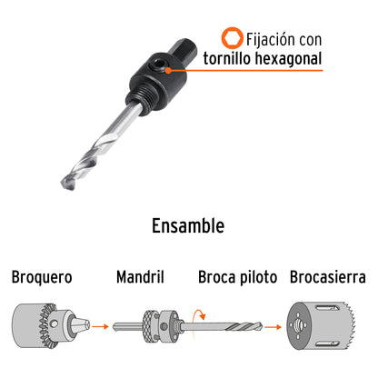 MAND-3/8 Mandril para sierra copa bimetálica 3/8"