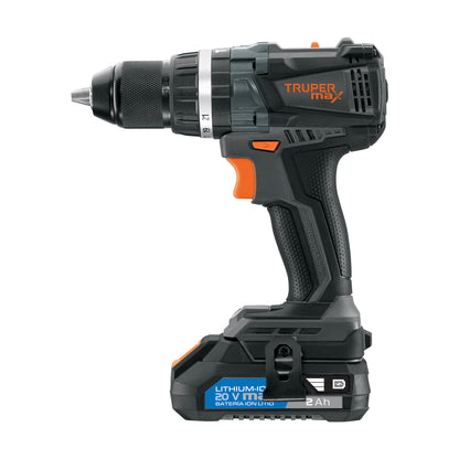 MAX-20R Taladro percutor inalámbrico Truper Brushless Kit 2 baterías 2 amperios