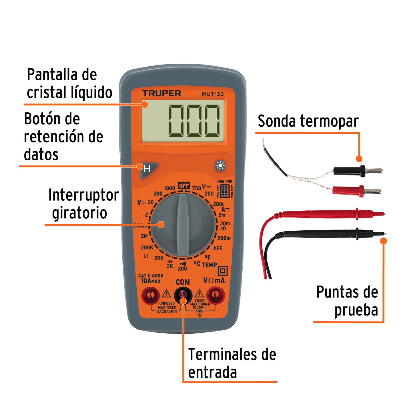 MUT-33 Multímetro digital 750V