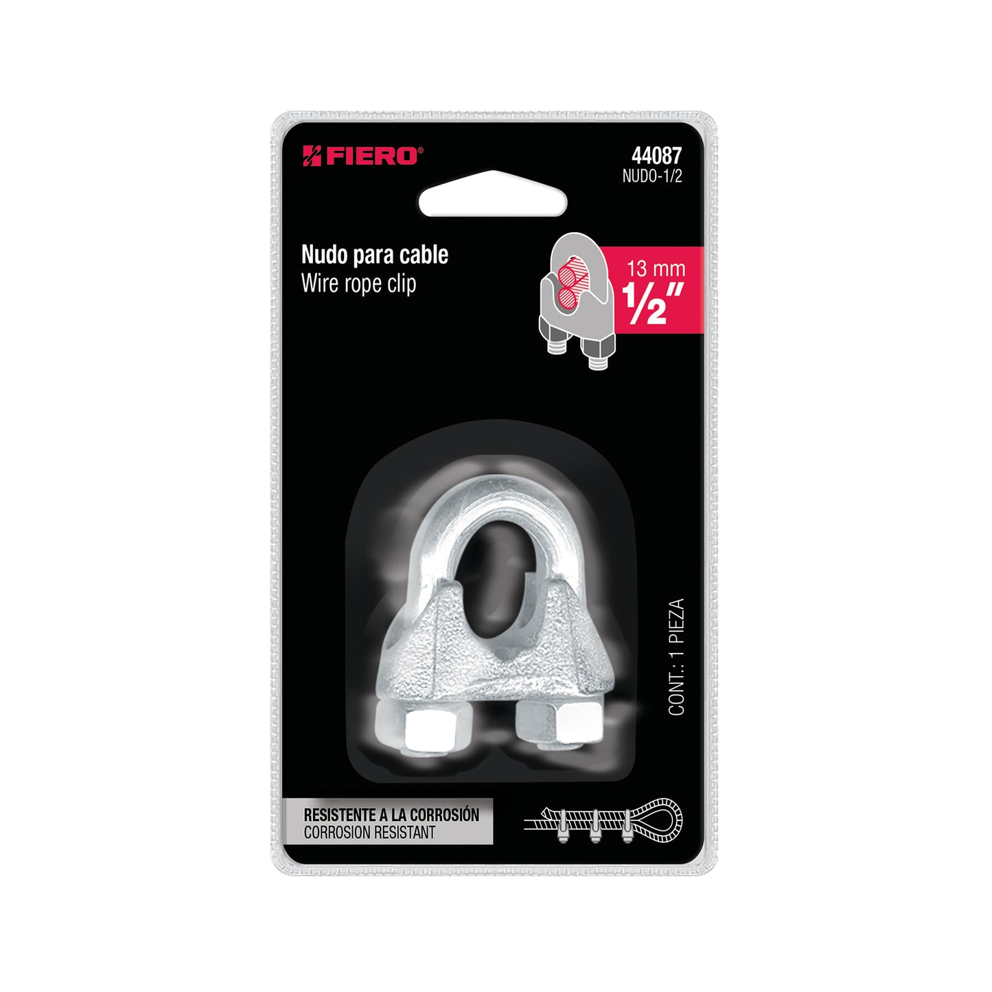 Perros-1/2 Perros para cable de 1/2" tarjeta con 1 pza