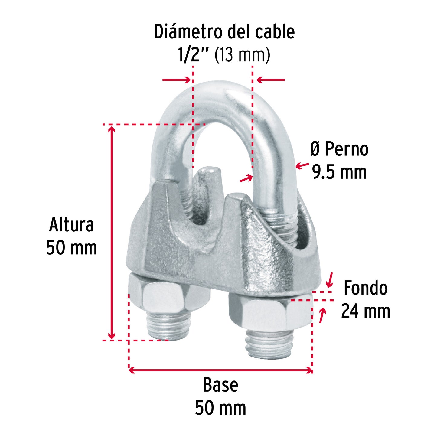 Perros-1/2 Perros para cable de 1/2" tarjeta con 1 pza