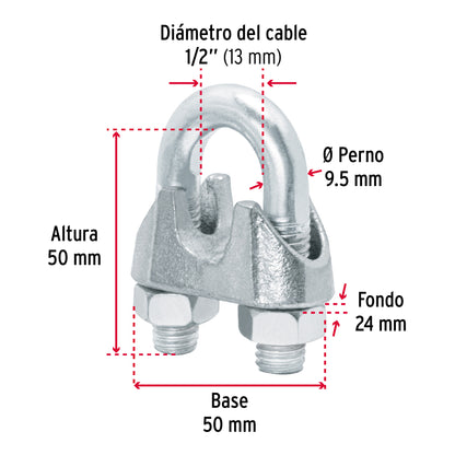 Perros-1/2 Perros para cable de 1/2" tarjeta con 1 pza
