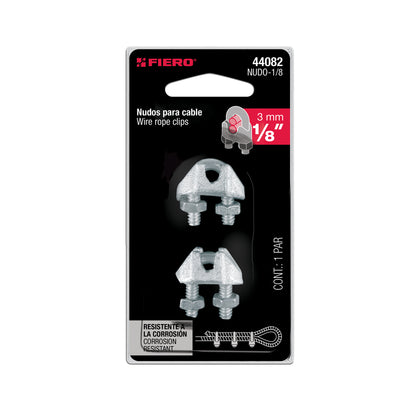 Perros-1/8 Perros para cable de 1/8" tarjeta con 2 pzas