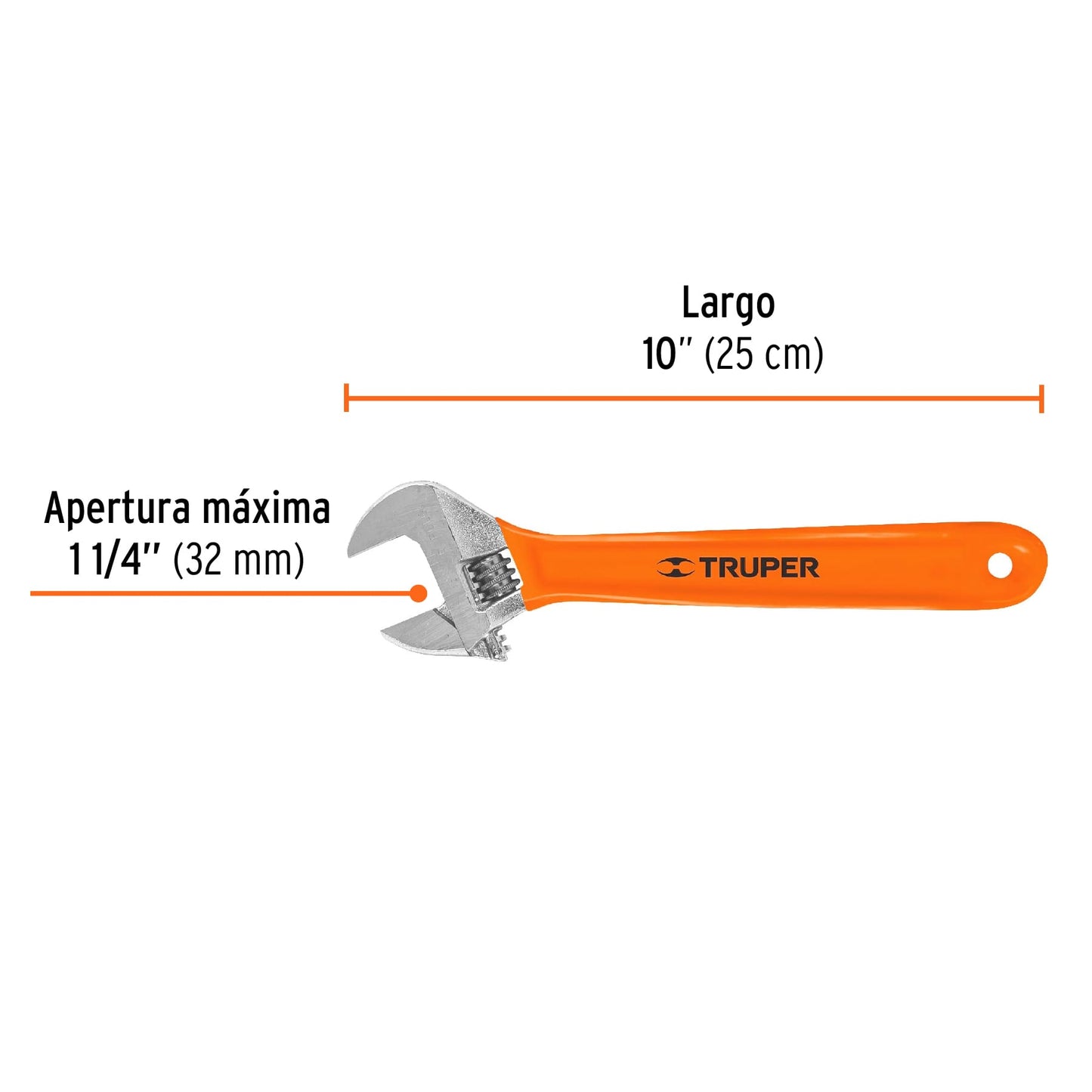 PET-10X Llave expansiva 10" cromada, mango Comfort Grip