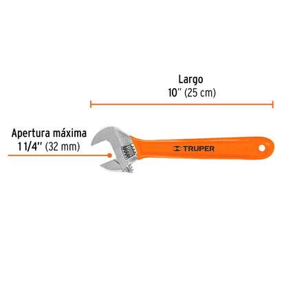 PET-10X Llave expansiva 10" cromada, mango Comfort Grip