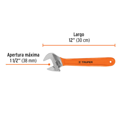PET-12X Llave expansiva 12" cromada, mango Comfort Grip