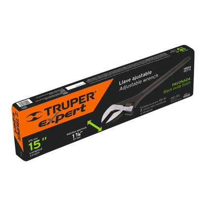 PET-15 Llave expansiva profesional, pavonada 15", Truper Expert