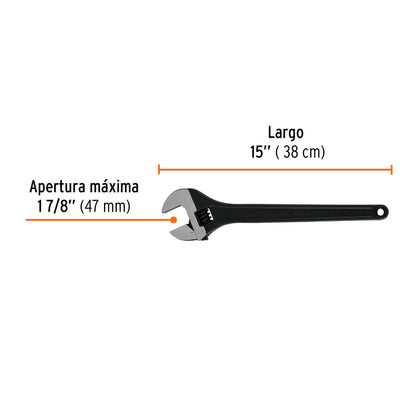 PET-15 Llave expansiva profesional, pavonada 15", Truper Expert