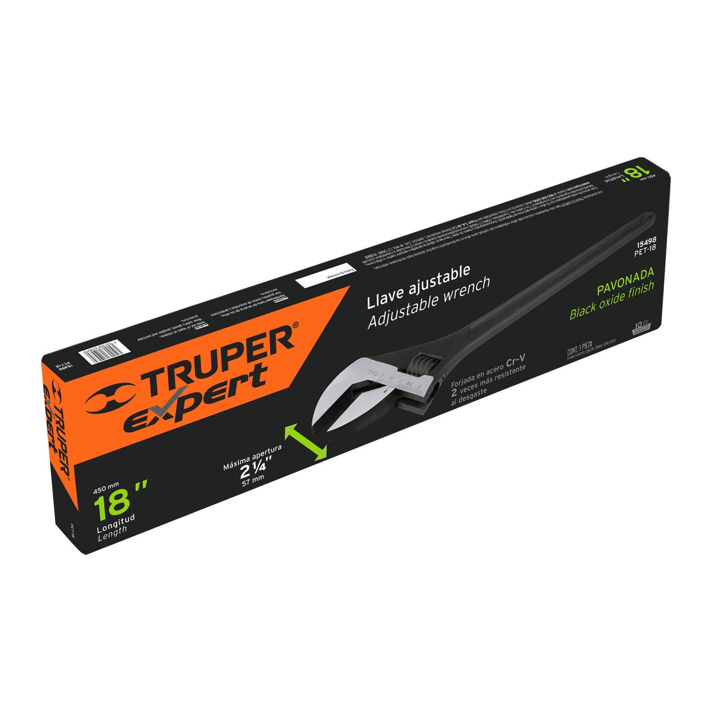 PET-18 Llave expansiva profesional, pavonada 18", Truper Expert