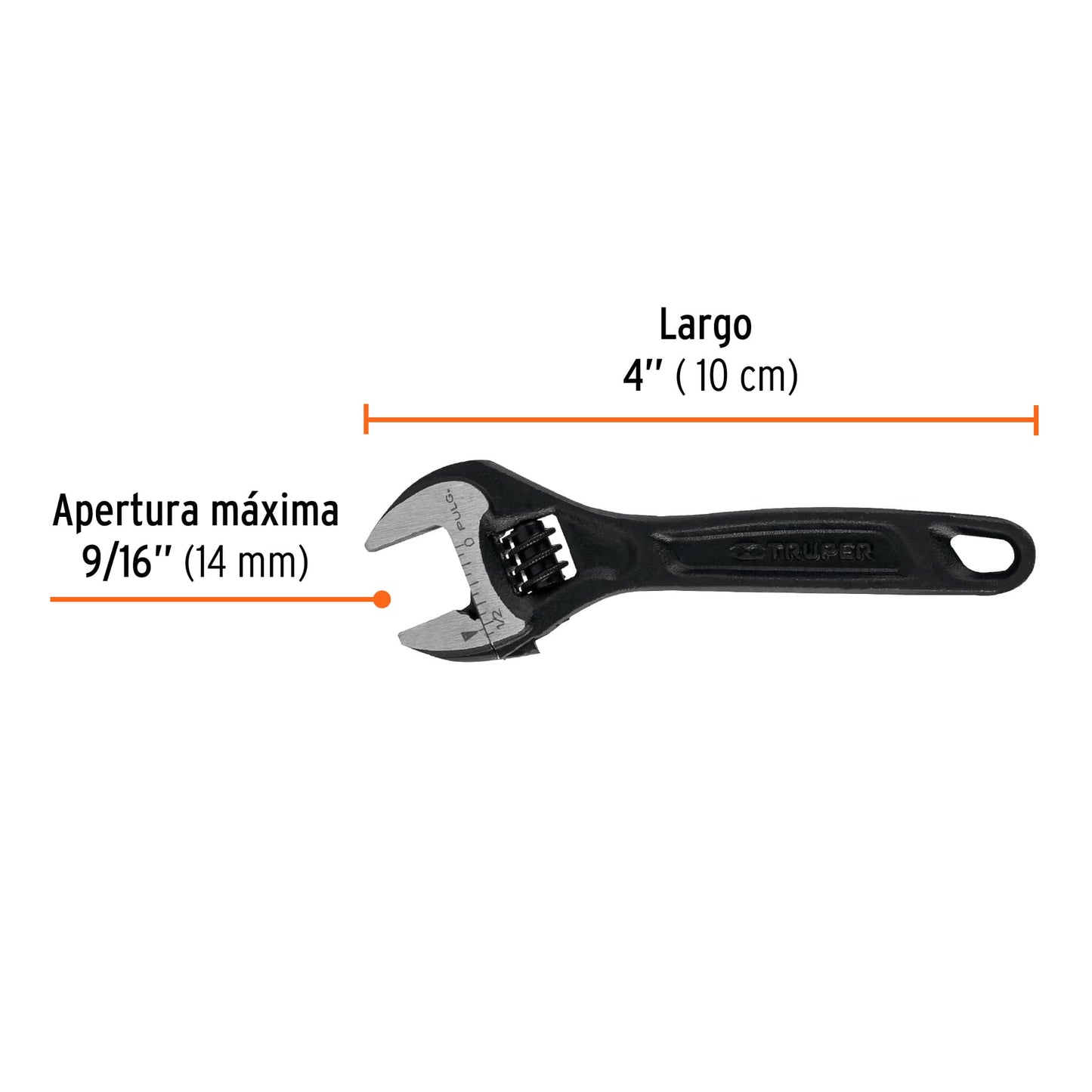 PET-4 Llave expansiva profesional, pavonada 4", Truper Expert