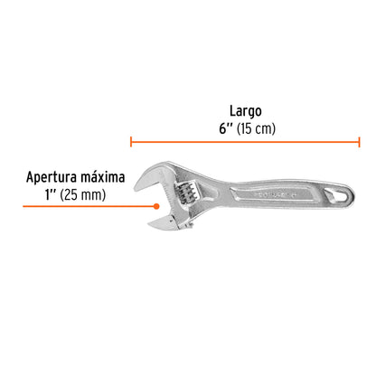PET-6C Llave expansiva profesional, cromada 6", Truper Expert