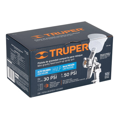 PIPI-410 Pistola para retoque de gravedad, HVLP, vaso plástico, boquilla 1.0 mm