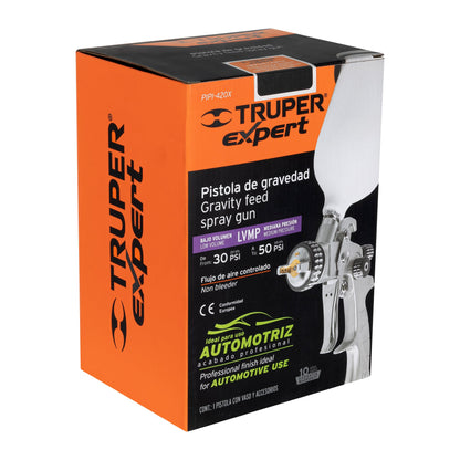 PIPI-420X Pistola para pintar de gravedad LVMP, vaso plástico, 1.4 mm, Expert