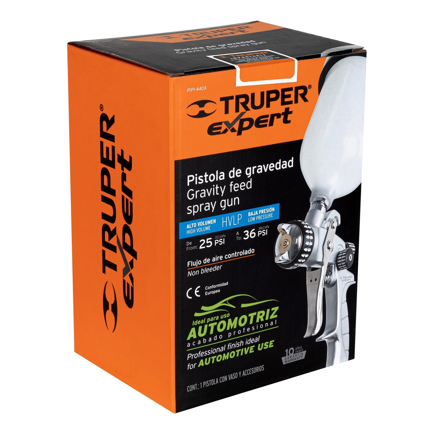 PIPI-440X Pistola para pintar de gravedad HVLP, vaso plástico, 1.4 mm, Expert