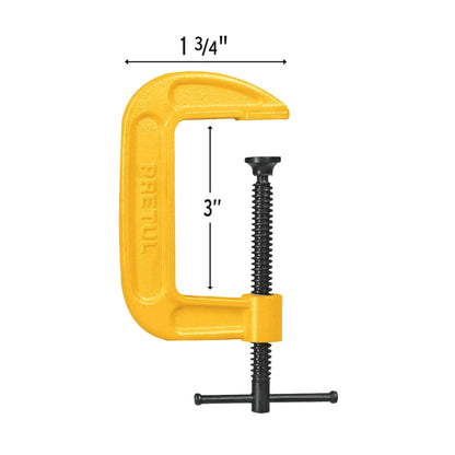 PNT-3P Prensa en "C" de hierro nodular para carpintería, 3", Pretul