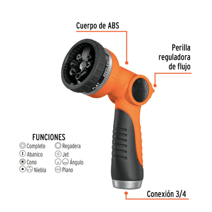 PR-307 Pistola para riego, plástica, 7 funciones