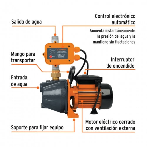 PRES-1 Bomba de agua con presurizador, 1 HP