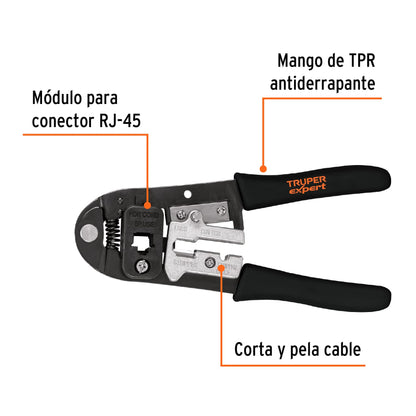 PRJ-45 Ponchadora, 8 contactos 8", cables RJ-45