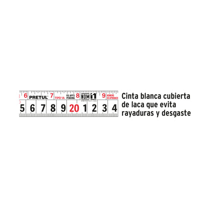 PRO-3MEB Flexómetro, amarillo, 3m, cinta 1/2", Pretul, tarjeta plástica