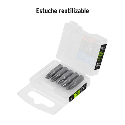 PUDE-1102 Puntas Phillips #2, 1', estuche con 5 piezas, Expert