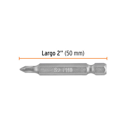 PUDE-1200 Puntas Phillips #0, 2', estuche con 5 piezas, Expert
