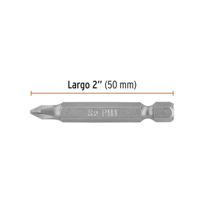 PUDE-1201-15 Puntas Phillips #1, 2', estuche con 15 piezas, Expert