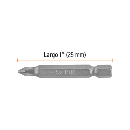 PUDE-1201 Puntas Phillips #1, 2', estuche con 5 piezas, Expert