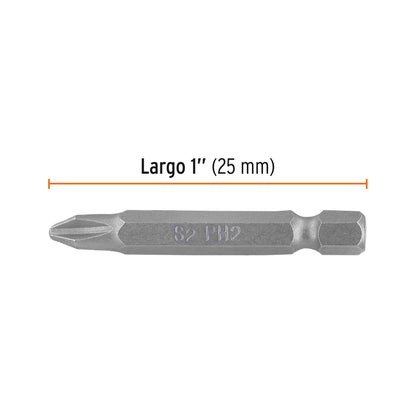 PUDE-1202 Puntas Phillips #2, 2', estuche con 5 piezas, Expert