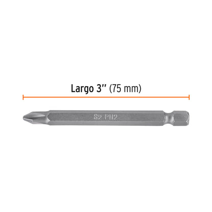 PUDE-1302 Puntas Phillips #2, 3', estuche con 5 piezas, Expert