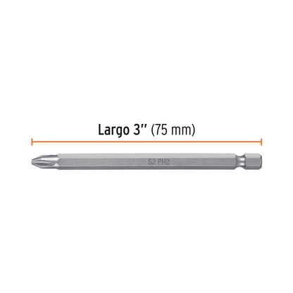 PUDE-1402 Puntas para desarmador Philips #2 largo 4', 5 pzas, Expert