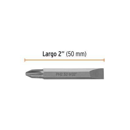 PUDE-4202 Puntas dobles Phillips #2,plana 9/32, 2', estuche 5 piezas