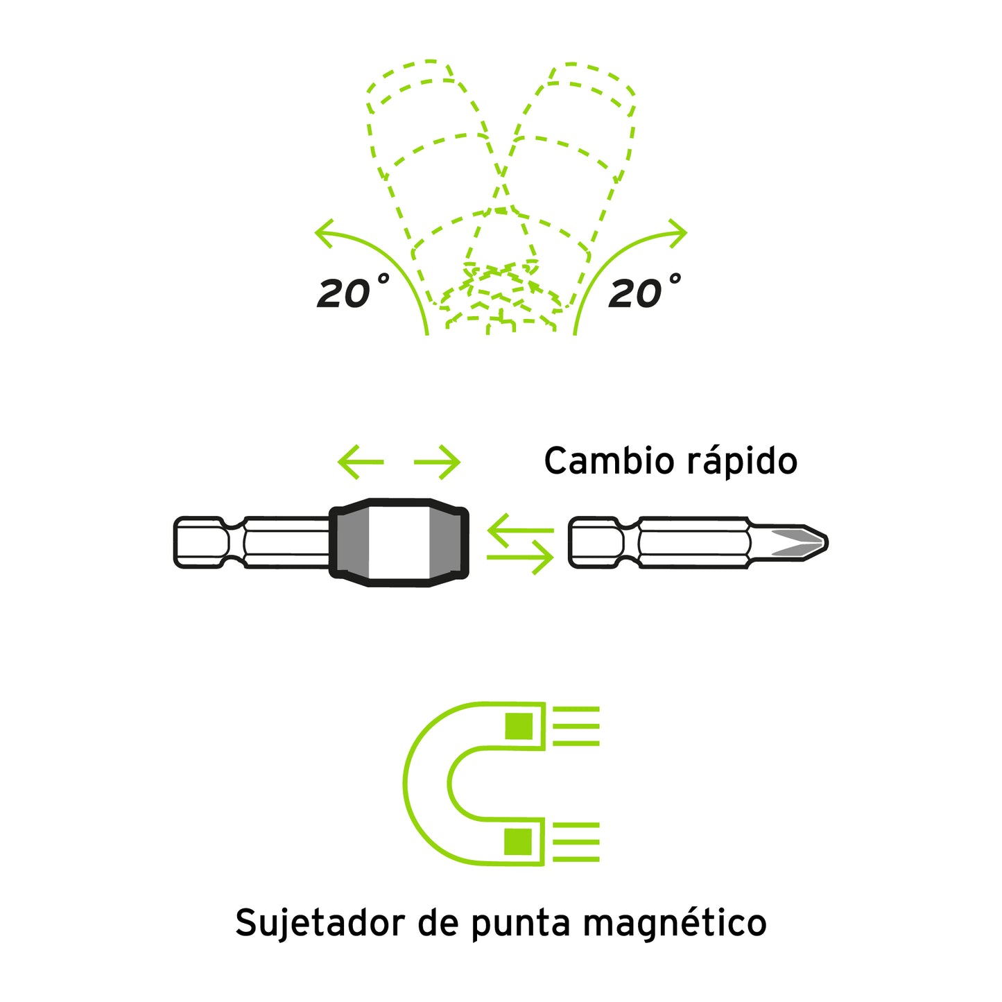 PUDE-9090 Extensión magnética articulada de poder, 90 mm, Expert