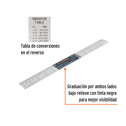 RGL-30 Regla de acero inoxidable, 30 cm