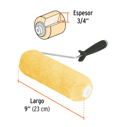 ROPI-920 Rodillo para pintar, felpa 9 x 3/4", semi rugosa