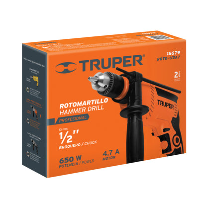ROTO-1/2A7 Taladro percutor 1/2", profesional, 600 W