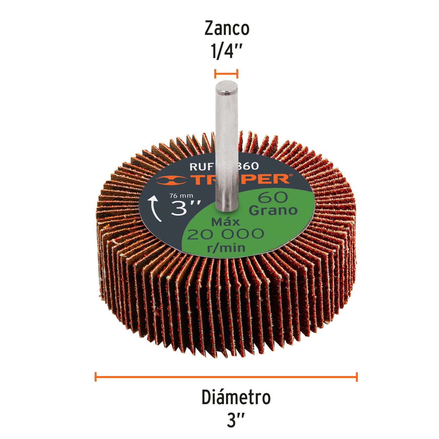 RUFLA-360 Rueda flap de 3", grano 60