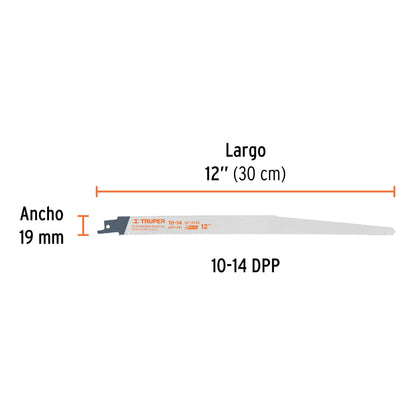 SE-1214G Segueta sierra sable, 12', 10-14 DPP, cónica, usos generales