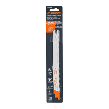 SE-96M Segueta sierra sable, 9', 6 DPP, cónica para madera, 2 pzas